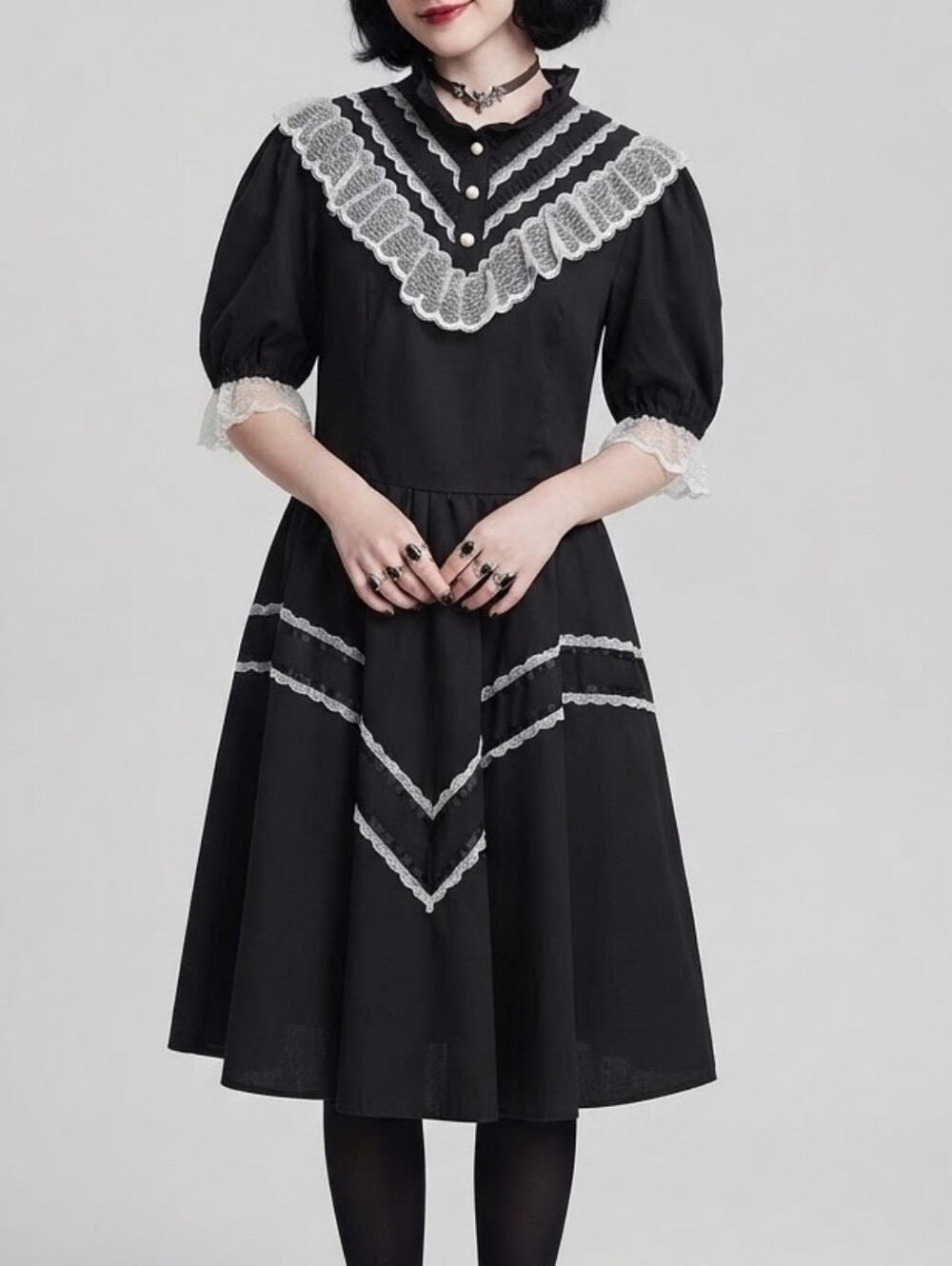 Dark Victorian Cute Goth Dark Kawaii Vintage Dress Sz Small-Medium Home Gothic